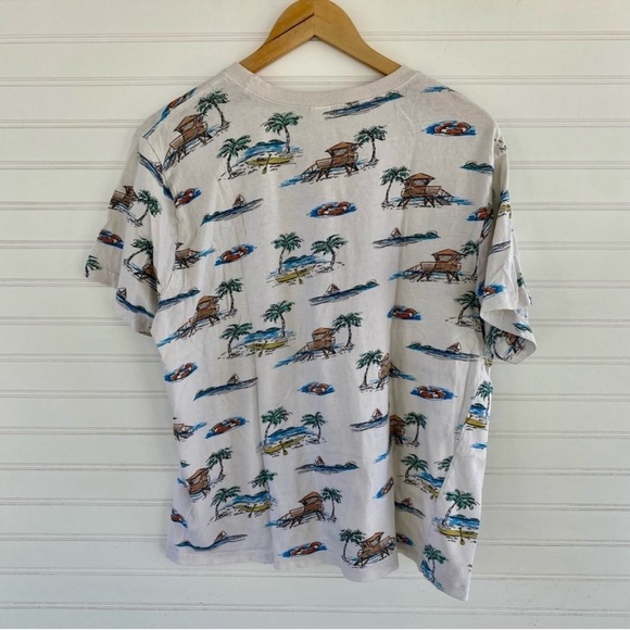 Cream and Red Short Sleeve Tee with Whimsical Pattern - Picture 2 of 4